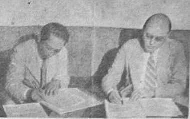 Sutan Sjahrir and  Wim Schermerhorn drafting Linggadjati Agreement 26 November 1946 
